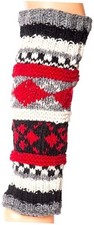 Hand Knit Wool Fleece Lined Leg Warmers Boot Toppers Black