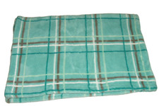 Little Miracles Aqua Gray White Plaid Baby Blanket Turquoise Teal Stripe Costco