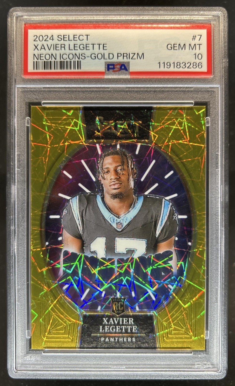 Xavier Legette Panini Select Neon Icons #7 Gold Prizm