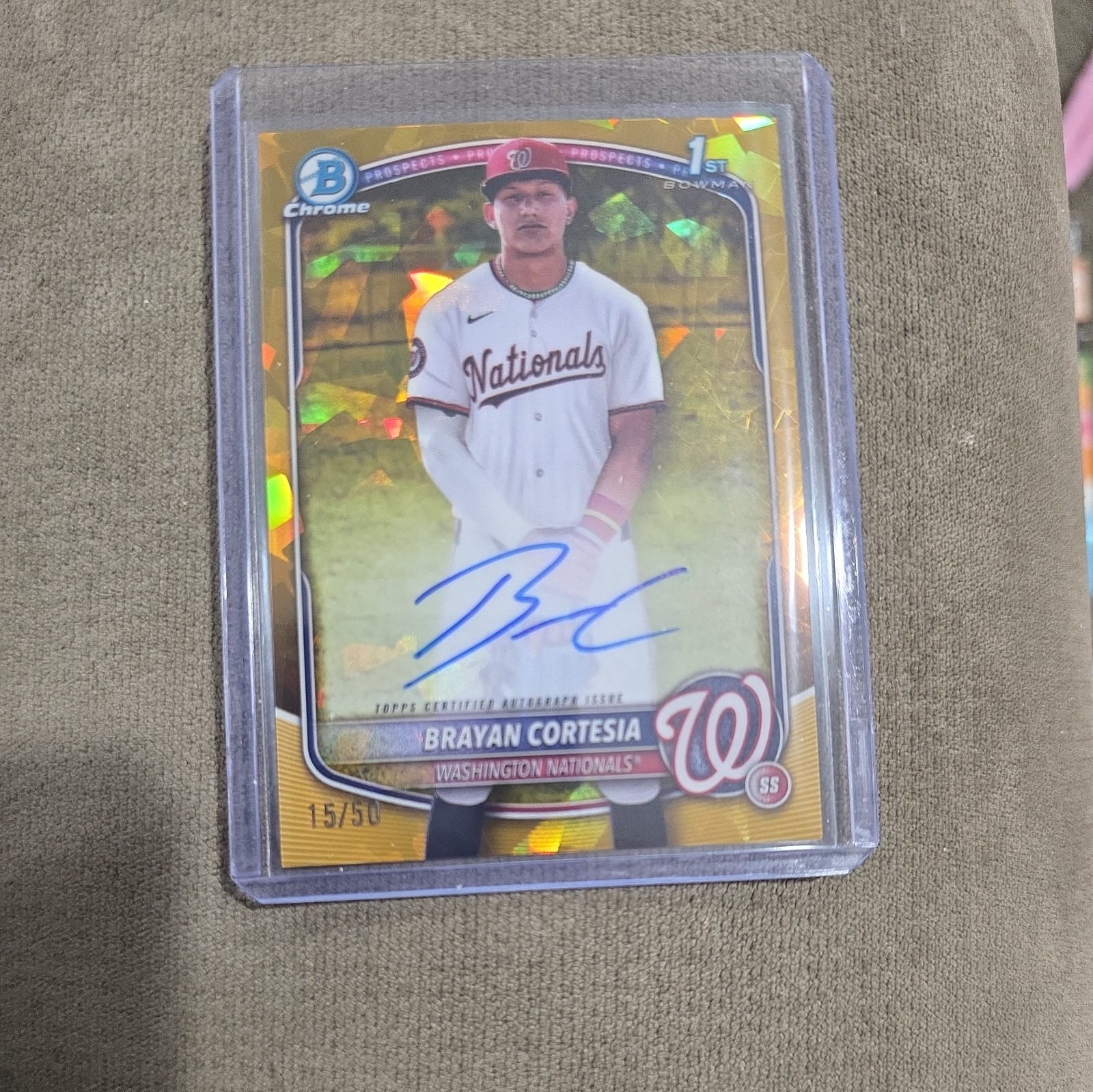 2025 BOWMAN CHROME SAPPHIRE BRAYAN CORTESIA 1ST GOLD AUTO /50
