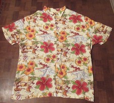 Disney Mickey Mouse  friends hula  surfing button front Hawaiian shirt XL