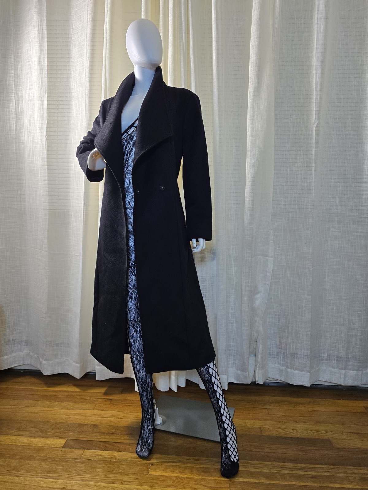 Express womens Double Breasted Belted Wool Coat Size LARGE 12-14