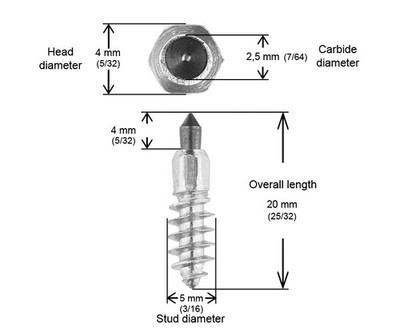 IGRIP 11MM STANDARD SCREW STUDS QTY 100 - Studs & Stud Kits