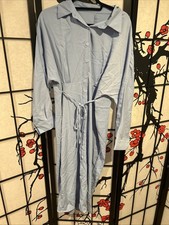 Shein L Women Shirt Dress Light Blue Button-Down Long Sleeve