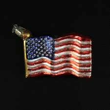 American Flag Ornament USA Glass Tree Decor P...
