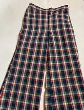 Vintage 1970s Red  Plaid Flare Pants Bell Bottom By Buster Brown Size 6 Kids