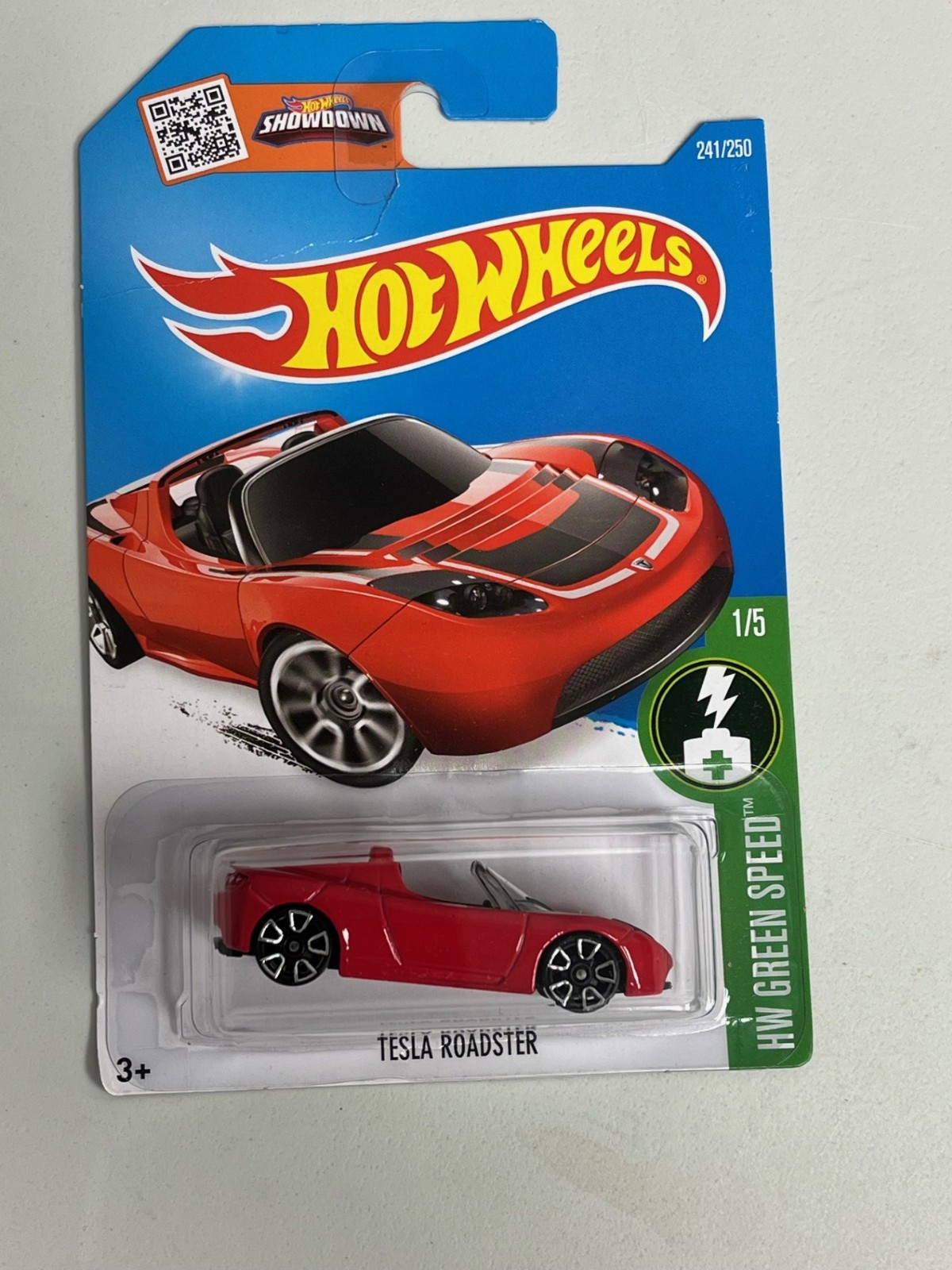 2016 Hot Wheels TESLA ROADSTER Red HW Green Speed [1/5] a113