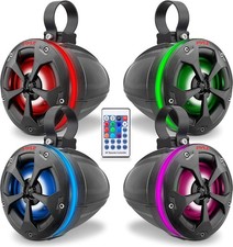 Pyle PLUTV47R 2 Pair 4" 800W Max Power Waterproof ATV Speakers w/ RGB Lights