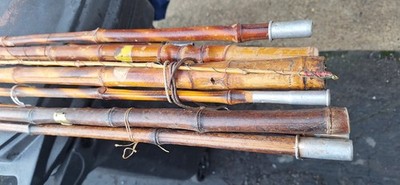 3- Vintage Bamboo 3-Piece Fishing Rod Cane Poles - Slip In 14 foot | eBay