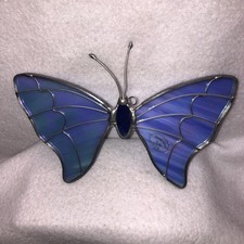 Butterfly Stained Glass Window Decoration Suncatcher USA Made 4.5" T 6.25" L