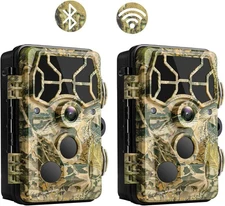 Trail Camera WiFi 2 Pack, Game Camera with Bluetooth 20MP 1296P Night Vision 0.2
