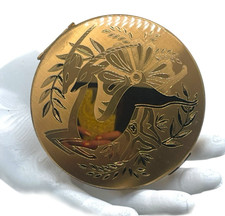 Vintage Elgin American Double Gazelle Powder Compact, Exquisite Condition