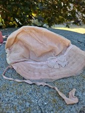 Vintage Pink Baby Girl Bonnet Hand Made Antique Lace
