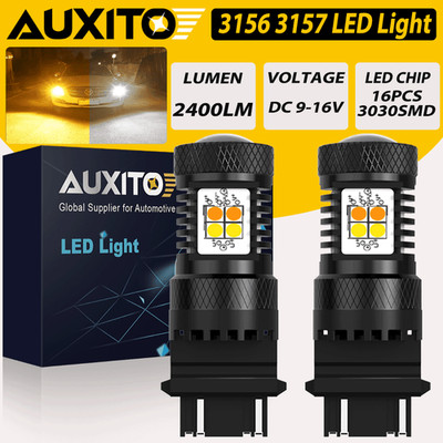 Newest Amber white Switchback 3157 3457 4157NA LED Turn Signal Light Bulb 2pc F6