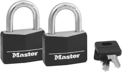 Covered Padlocks with Key, Outdoor Locks, 2-Pack, Black