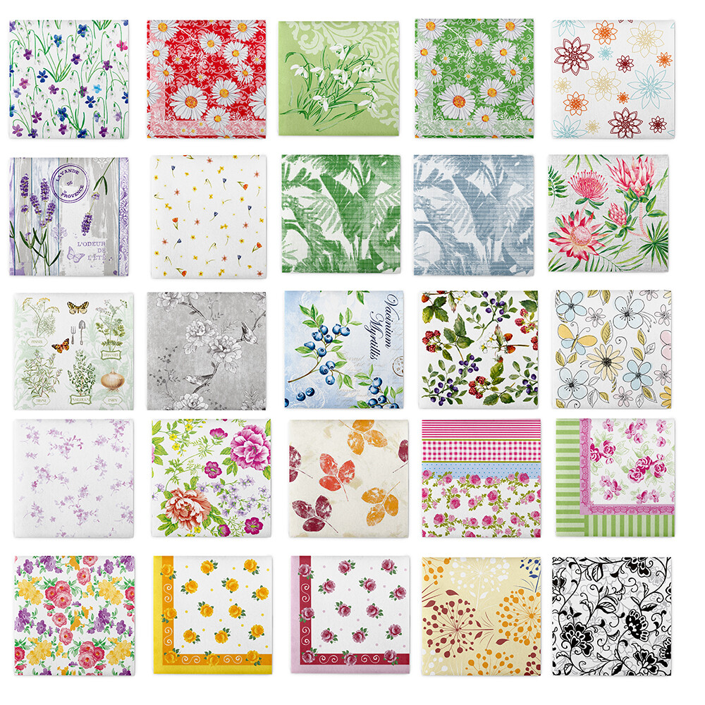 Servietten aus Airlaid (stoffähnlich) verschiedene Design Floral Blumen Flowers