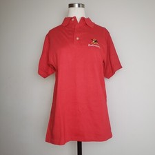 Vintage 1980s Budweiser Anheuser Busch Red Polo Shirt Logo Mens (Medium) 
