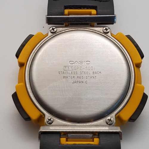 Vintage Casio GPZ-100i LAP indicator WR 100M ANA-DIGI YELLOW WATCH NEW BATTERY - Picture 7 of 8