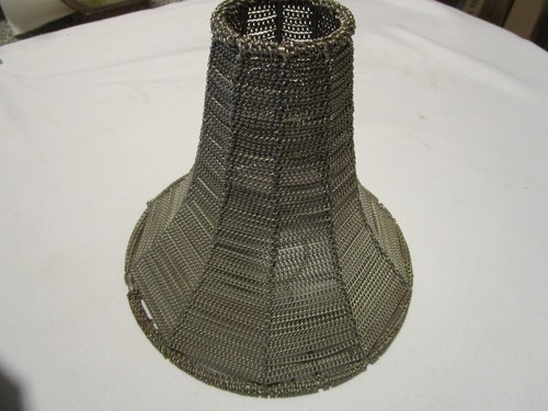 Tealight votive Lamp Candleholder silver chain link wrapped Shade base 12"T 1980 - Picture 5 of 13