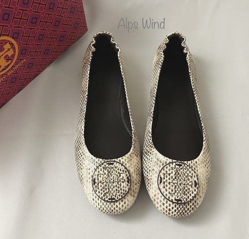 New TORY BURCH Minnie Travel Ballet logo Flats Shoes Leather Cream Roccia SZ.9.5 - Picture 2 of 6