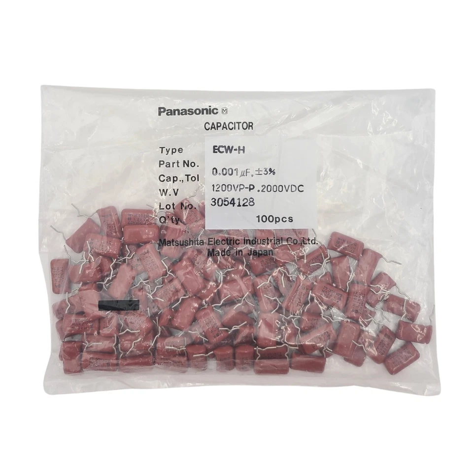 Panasonic ECW-H 0.001uF 1000pF 1nF Film Capacitors - 1200VP-P 2000VDC, 10-Pack - image 3 of 3