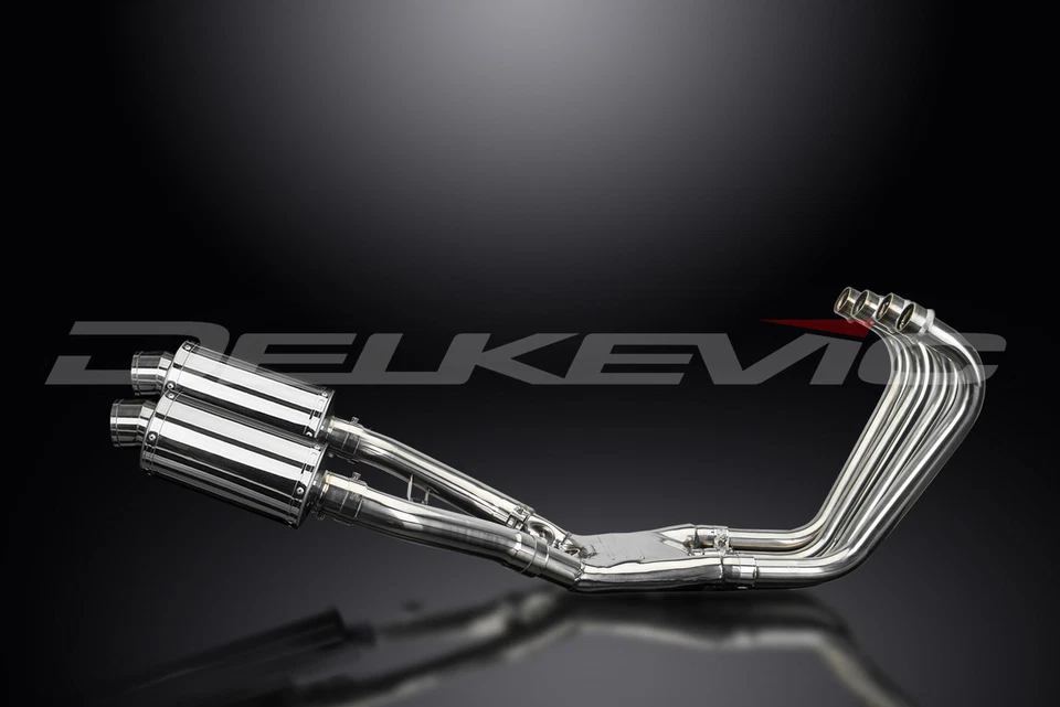 Silenciadores de escape completo Yamaha FJ1100 1984-1985 Delkevic 4-2 9" ovalados de acero inoxidable Foto 2 de 4