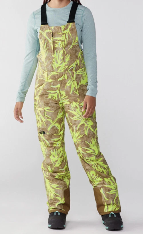 The North Face Women’s Freedom Insulated Bib Ski Snow Pants In Brown/Green Sz XL