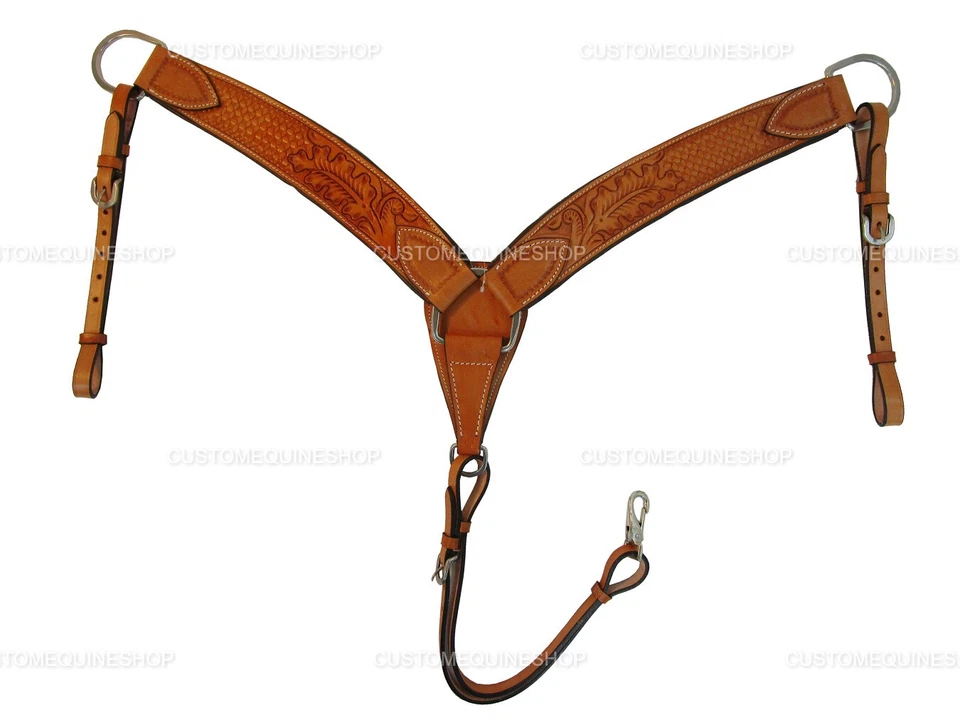 WESTERN BREAST COLLAR FOR ROPING BARREL RACING TRAIL HORSE TOOLED LEATHER TACK - Image 2 of 4