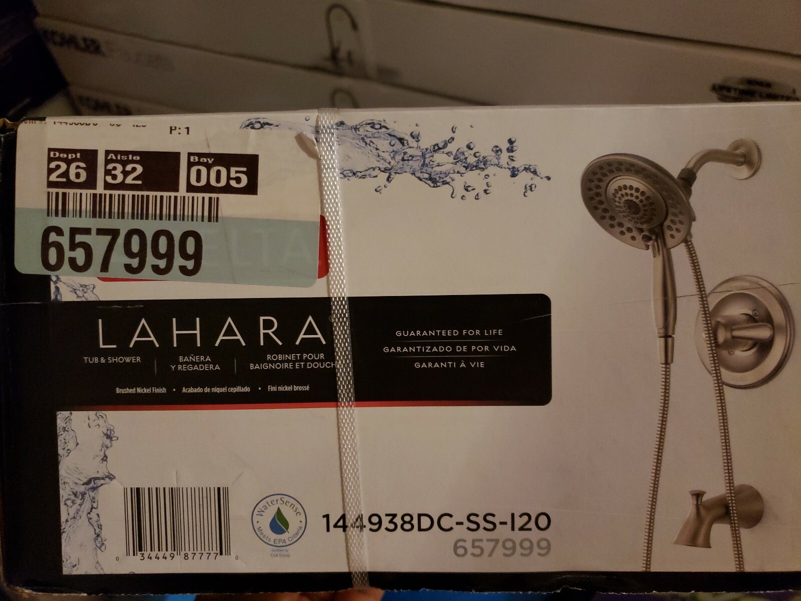 Delta Lahara In2ition 2in1 5Spray Brushed Nickel Tub & Shower Faucet