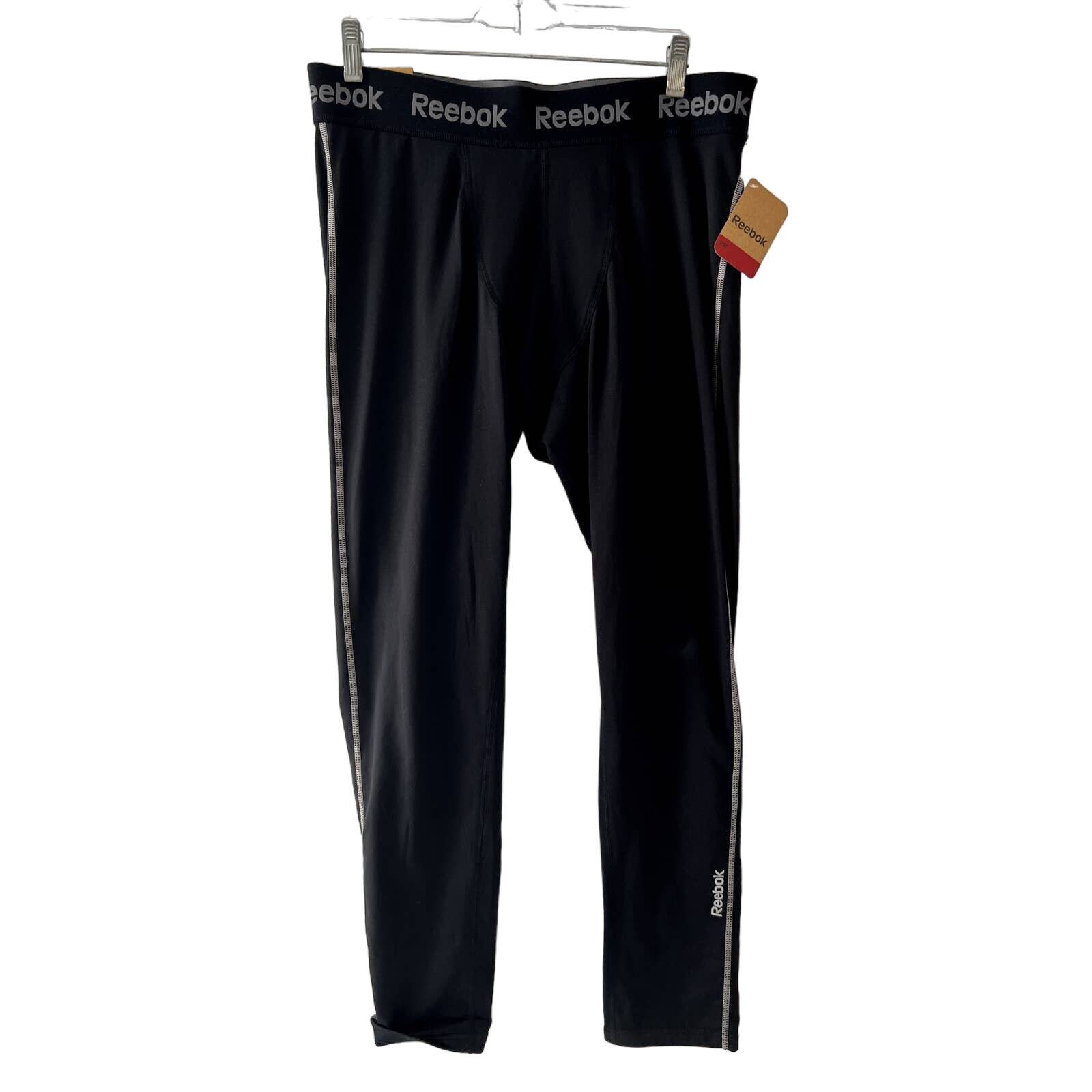 Reebok Men's Large Black Fleece Lined Compression Underwear Pants New With Tags