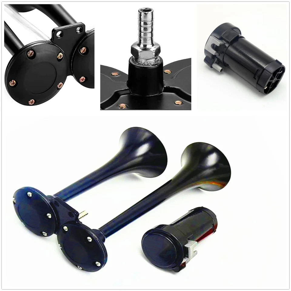 Klaxon de camion 150db Klaxon de voiture Chrome Zinc noir Tube unique Trompet... - Photo 2/4