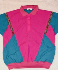 VTG WOMENS LAVON WINDBREAKER Pink Button Up Pullover Large