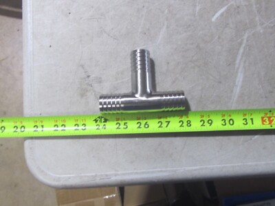 304 Stainless Steel 1'' x 1'' x 1'' Hose Barb Fittings T Shape 3 Way Tee 25MM