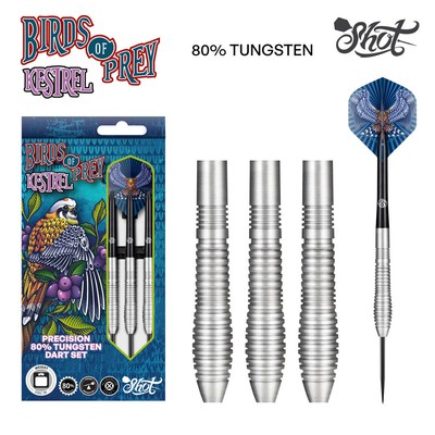 Shot Birds of Prey Kestrel Steel Tip Dart Set-80% Tungsten Barrels-25gm