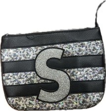 Justice Girls Black Sequin Initial  S  Crossbody Bag NWT Back to School 