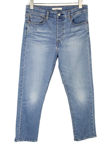 LEVI'S Wedgie Straight Jeans Women's W31/L28 Blue Faded Whiskered Button Fly