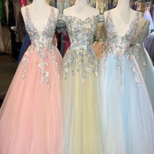 Elegant Prom Dresses Tulle Off Shoulder A-line Floor Length Sleeveless Gowns
