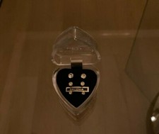 3 pairs of Round Cut Clear Cubic Zirconia Stud Earrings in Heart Shaped Box