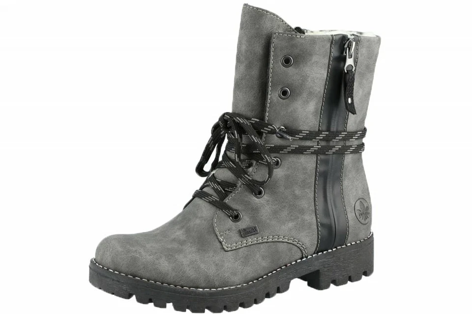 Rieker Damen Boots Tex-Membran Grau Winter Schuhe gefüttert 785K0-45