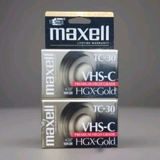 2- Maxell TC-30 VHS-C Premium High Grade HGX-Gold Camcorder Tapes Sealed