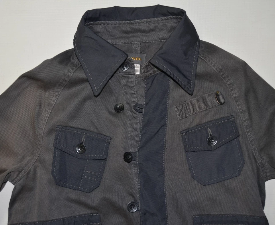 vintage Diesel khaki Black Knee Trench coat Size small 8 10 uk parachute duster - Image 3 of 4