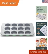 PTFE Free 12-Cup Muffin Pan - Non-Stick Ceramic with Elegant Sage Finish