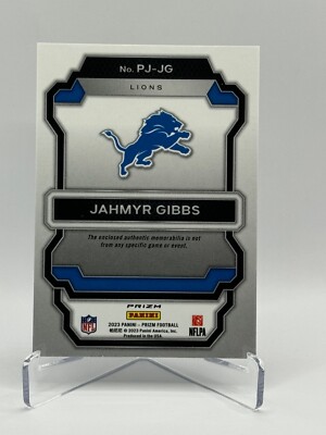 2023 Prizm Jahmyr Gibbs Silver Premier Jersey Patch Rookie Detroit