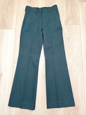Womens Vintage Talon Zip Trousers Flare Leg 60s High Rise Green Wool Made in USA