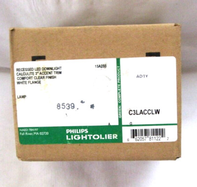 Philips Lightolier Recessed LED Downlight Calculite 3'' w/ Trim White C3LACCLW