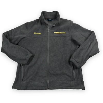 Oregon Ducks Fleece Jacket Medium Green Full Zip Mock Neck Track Columbia