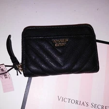 Victoria Secret Mini Wallet Card Holder Black 4.5" X 3" New 