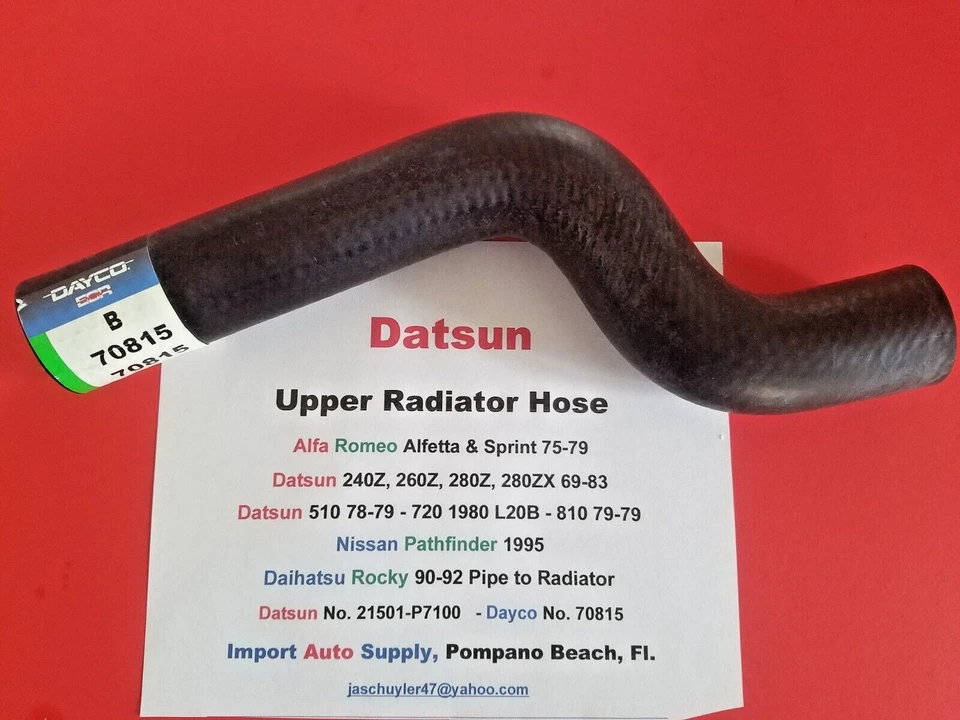 Manguera superior del radiador se adapta a Datsun 240Z, 260Z, 280Z, ZX 69-83 - 200SX, 510, 720, 810 Foto 2 de 2