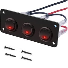 3 Gang 12v -24v Toggle Rocker Switch Panel Waterproof Round Toggle Onoff Red 3 Gang 12v -24v Toggle Rocker Switch Panel Waterproof Round Toggle Onoff Red