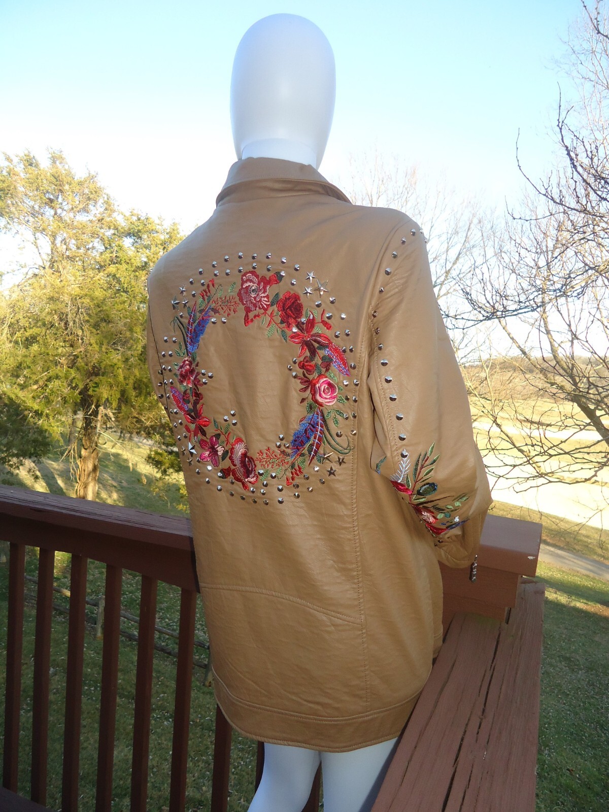 Ameri Mode Medium Brown Jacket Faux Leather Studd… - image 7